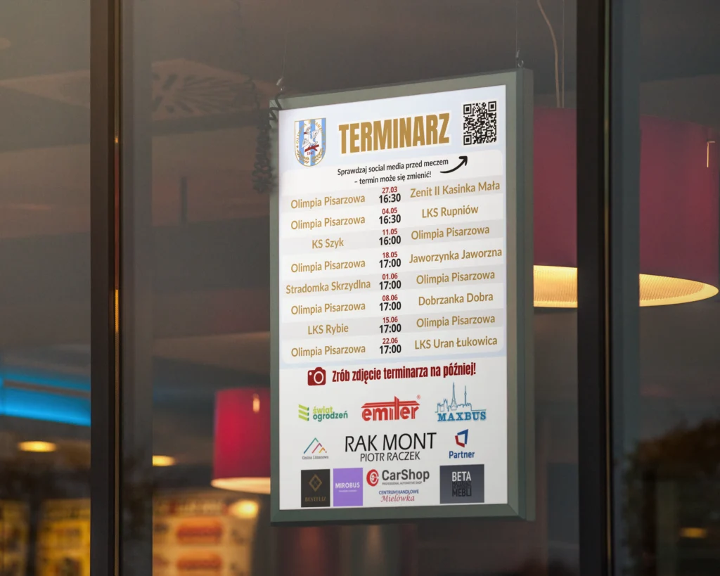 Plakat A4 Olimpia P projekt graficzny plakatu dla klubu sportowego