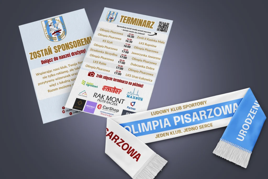 materiały promocyjne dla Olimpii Pisarzowa _ profidesign projekty graficzne dla klubu sportowego